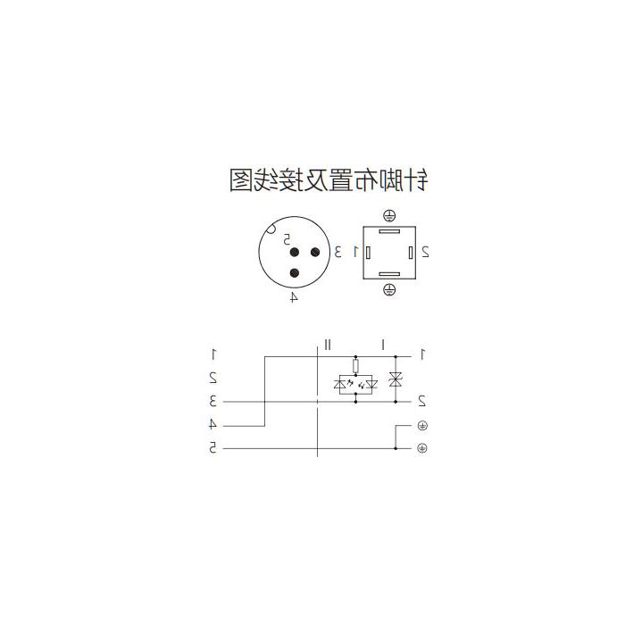 阀门插头类型C，工业，9.4 mm，4Pin/M12公头直型、双端预铸PVC非柔性电缆、灰色护套、6VC063-XXX