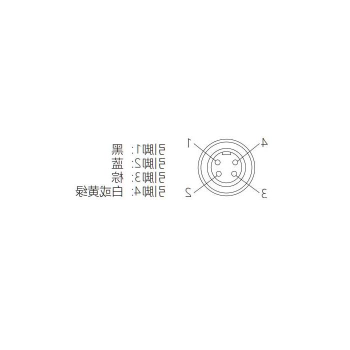 7/8”4Pin、母头直型、法兰插座、预铸UL电子线、0PI941-XXX 